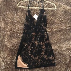 Black/tan lace dress